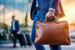 ai generated, businessman, suit, briefcase, leather, business professional, formal blue suit, professional, corporate, office, executive, leather briefcase, blue, corporate attire, office style