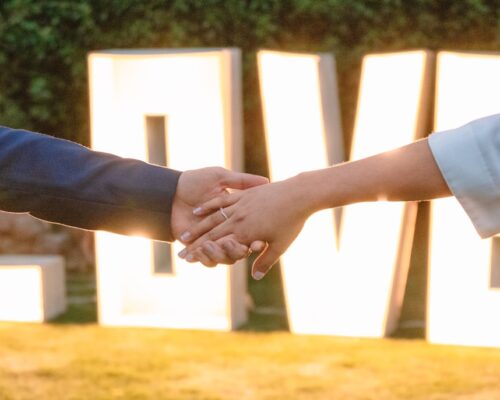 a man and woman shaking hands