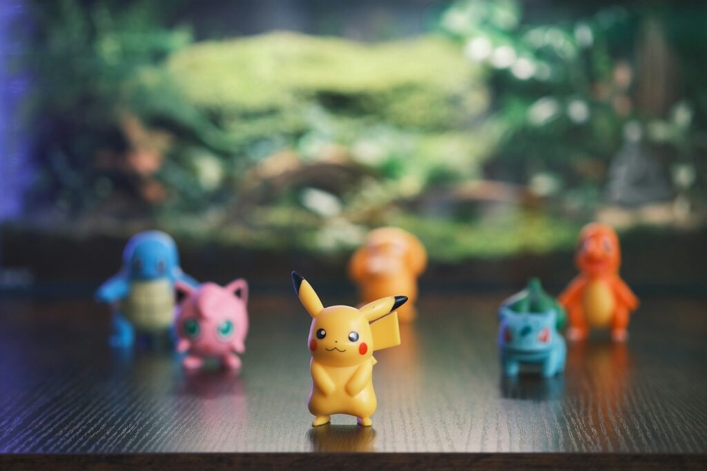 Pikachu and friends in a forest setting